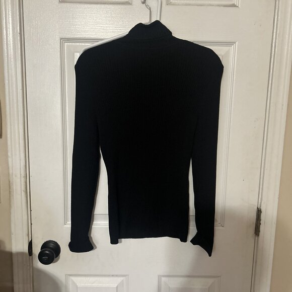 Chico's Turtleneck Sweater Women 1 Black Ribbed Knit Long Sleeve - Picture 4 of 4